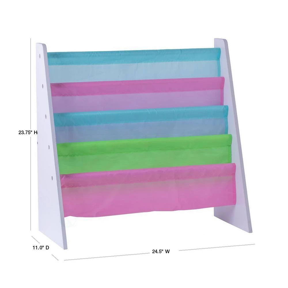 4 Tiered Colorful Lined Kids' Sling Magazine Book Rack by Basicwise 2 4 Tiered Colorful Lined Kids' Sling Magazine Book Rack by Basicwise - Image 2