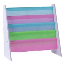 4 Tiered Colorful Lined Kids' Sling Magazine Book Rack by Basicwise
