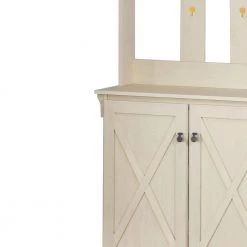 Hawksbury Antique White Hall Trees With Cabinet by SAINT BIRCH -Basicwise Online Shop antique white saint birch hall trees sbgm8518htaw 1f 1000