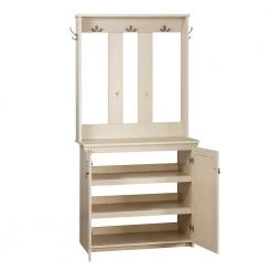 Hawksbury Antique White Hall Trees With Cabinet by SAINT BIRCH -Basicwise Online Shop antique white saint birch hall trees sbgm8518htaw fa 1000