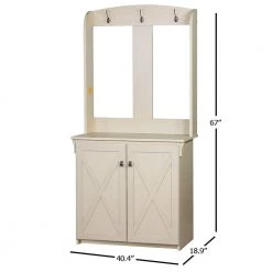 Hawksbury Antique White Hall Trees With Cabinet by SAINT BIRCH 13 Hawksbury Antique White Hall Trees With Cabinet by SAINT BIRCH -Basicwise Online Shop antique white saint birch hall trees sbgm8618htaw 44 1000