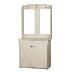 Hawksbury Antique White Hall Trees With Cabinet by SAINT BIRCH