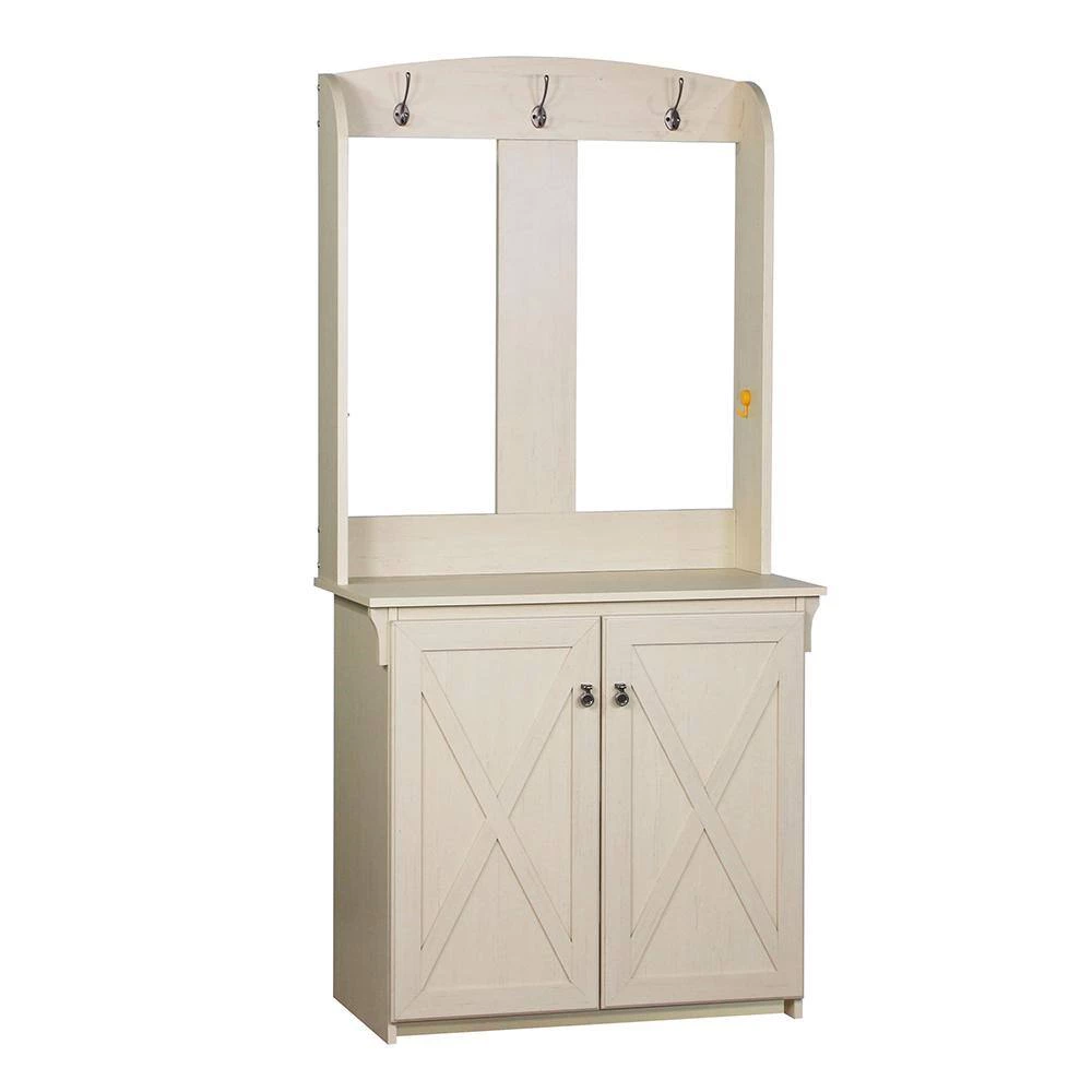 Hawksbury Antique White Hall Trees With Cabinet by SAINT BIRCH 2 Hawksbury Antique White Hall Trees With Cabinet by SAINT BIRCH - Image 2