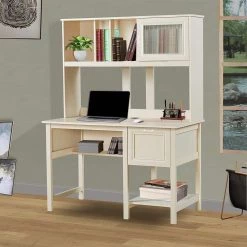 Ansel 47.24 in. Rectangular Antique White 1-Drawer Writing Desk With Hutch by SAINT BIRCH -Basicwise Online Shop antique white saint birch writing desks sban1118hdaw 31 1000