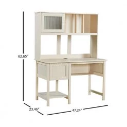 Ansel 47.24 in. Rectangular Antique White 1-Drawer Writing Desk With Hutch by SAINT BIRCH -Basicwise Online Shop antique white saint birch writing desks sban1118hdaw 44 1000