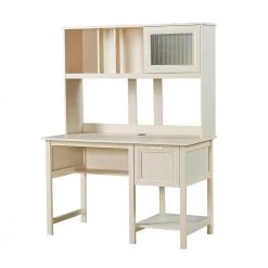 Ansel 47.24 in. Rectangular Antique White 1-Drawer Writing Desk With Hutch by SAINT BIRCH