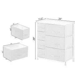 Sand Beige Bins and White Frame 7-Storage Night Chest and Storage Chest, 2-Sizes Bins by Basicwise -Basicwise Online Shop beige basicwise accent cabinets qi004116 bg 44 1000