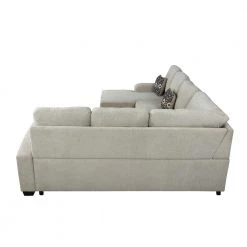 Serta 38.2 in. Beige Breckenridge Multifunctional Sectional Sofa with USB and Power and Removable Cushions by Lifestyle Solutions -Basicwise Online Shop beige lifestyle solutions sectional sofas bkd sect bg set 66 1000