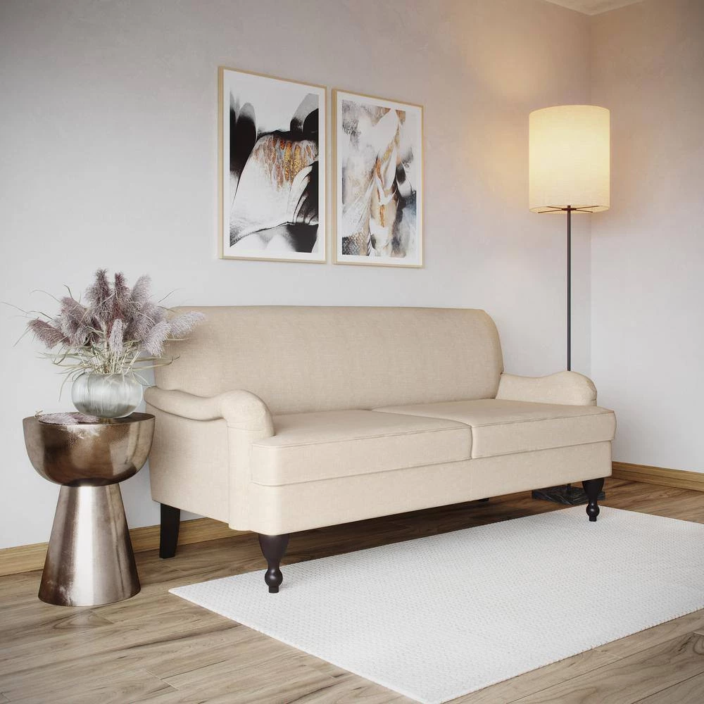 Liz Sofa Collection 31.3 in. Square Arm Polyester Modern Straight Sofa in Beige by Lifestyle Solutions 4 Liz Sofa Collection 31.3 in. Square Arm Polyester Modern Straight Sofa in Beige by Lifestyle Solutions - Image 4