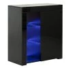 Office or Living Room Black Side Storage Accent Cabinet with LED by Basicwise