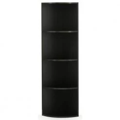 51 in. Black MDF 4-Tier Shelves Wall Corner Wooden Bookcase by Basicwise