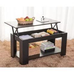 40 in. Black Medium Rectangle Wood Coffee Table with Lift Top by Basicwise -Basicwise Online Shop black basicwise coffee tables qi003549 b 31 1000