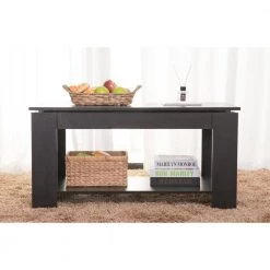 40 in. Black Medium Rectangle Wood Coffee Table with Lift Top by Basicwise -Basicwise Online Shop black basicwise coffee tables qi003549 b 4f 1000