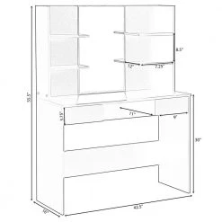 Black Modern Wooden Dressing Table with Drawer Mirror and Shelves for The Dining Room Entryway and Bedroom by Basicwise -Basicwise Online Shop black basicwise makeup vanities qi004241l bk fa 1000