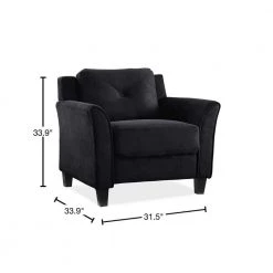Harvard Black Microfiber with Curved Arm Chair by Lifestyle Solutions -Basicwise Online Shop black lifestyle solutions accent chairs cchrfks1m26bkva 40 1000