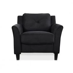 Harvard Black Microfiber with Curved Arm Chair by Lifestyle Solutions
