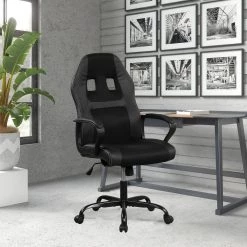 Florence Black Vegan Leather Gaming Chair by Lifestyle Solutions -Basicwise Online Shop black lifestyle solutions accent chairs lsluxbk 31 1000