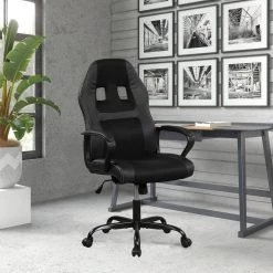Florence Black Vegan Leather Gaming Chair by Lifestyle Solutions