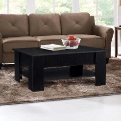 Carla 44 in. Black Large Rectangle Wood Coffee Table with Lift Top by Lifestyle Solutions -Basicwise Online Shop black lifestyle solutions coffee tables ls croctbk 31 1000