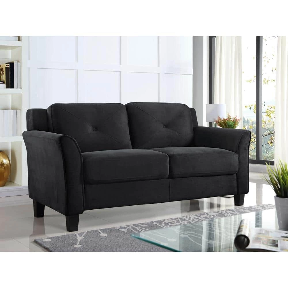 Harvard 31.5 in. Black Microfiber 2-Seater Loveseat with Flared Arms by Lifestyle Solutions 5 Harvard 31.5 in. Black Microfiber 2-Seater Loveseat with Flared Arms by Lifestyle Solutions - Image 5