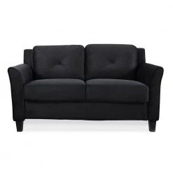 Harvard 31.5 in. Black Microfiber 2-Seater Loveseat with Flared Arms by Lifestyle Solutions