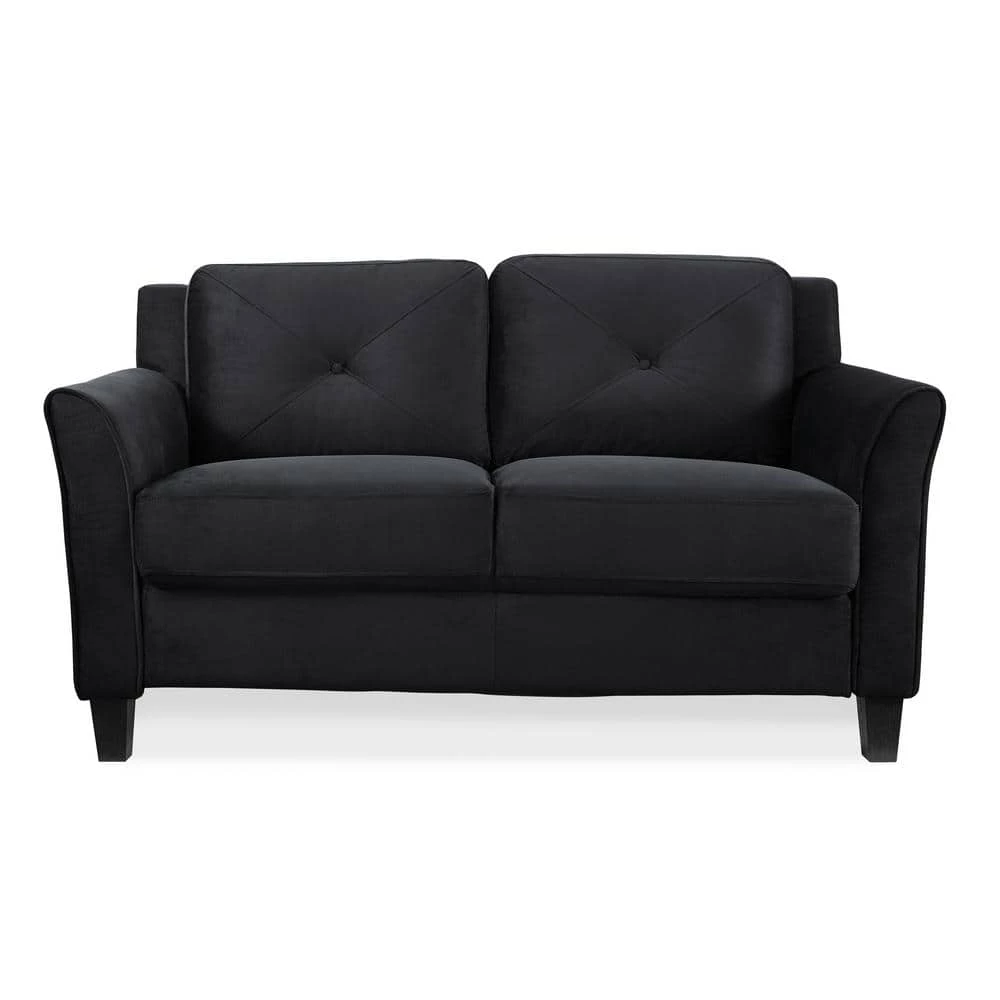 Harvard 31.5 in. Black Microfiber 2-Seater Loveseat with Flared Arms by Lifestyle Solutions 1 Harvard 31.5 in. Black Microfiber 2-Seater Loveseat with Flared Arms by Lifestyle Solutions