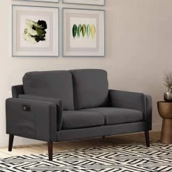 Naik Collection 31.8 Cream Loveseat with Polyester Upholstered Straight Arms by Lifestyle Solutions -Basicwise Online Shop black lifestyle solutions loveseats lsnrds2ku2001p 31 1000