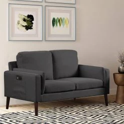 Naik Collection 31.8 in. Black 2-Seater Loveseat with Polyester Upholstered Straight Arms by Lifestyle Solutions -Basicwise Online Shop black lifestyle solutions loveseats lsnrds2ku2019p 31 1000