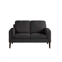 Naik Collection 31.8 in. Black 2-Seater Loveseat with Polyester Upholstered Straight Arms by Lifestyle Solutions