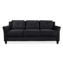 Harvard 31.5 in. Black Microfiber 4-Seater Tuxedo Sofa with Flared Arms by Lifestyle Solutions