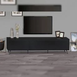 Hayes 71 in. Black Oak TV Stand Fits TV's up to 71 in. by SAINT BIRCH 15 Hayes 71 in. Black Oak TV Stand Fits TV's up to 71 in. by SAINT BIRCH -Basicwise Online Shop black saint birch tv stands sbhy1807tvbo 31 1000