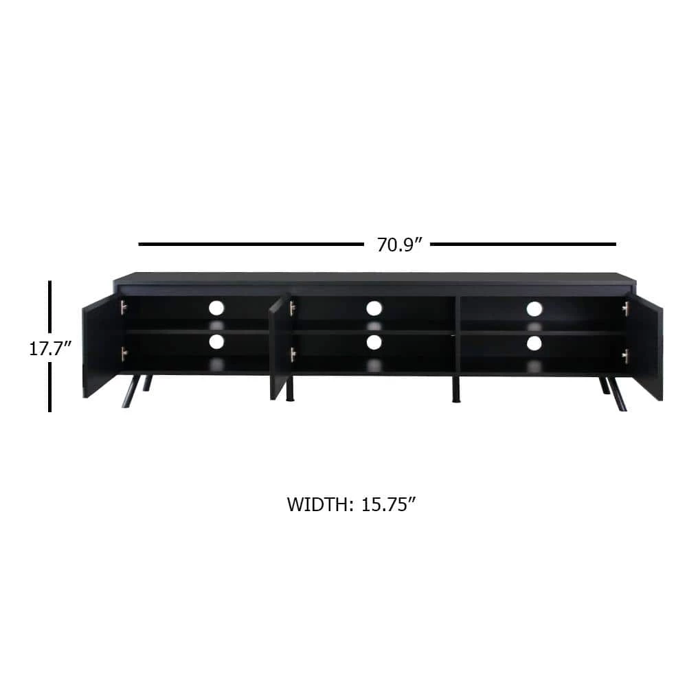 Hayes 71 in. Black Oak TV Stand Fits TV's up to 71 in. by SAINT BIRCH 3 Hayes 71 in. Black Oak TV Stand Fits TV's up to 71 in. by SAINT BIRCH - Image 3
