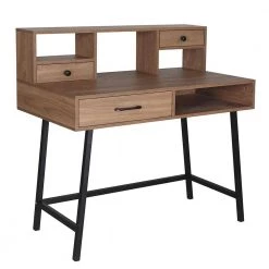 Pinning 41.34 in. Black Wood Writing Desk with Hutch by SAINT BIRCH