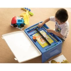 Blue and White Kids Portable Fold-able Plastic Lap Tray by Basicwise -Basicwise Online Shop blue basicwise kids desks qi003430 b 4f 1000