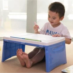 Blue and White Kids Portable Fold-able Plastic Lap Tray by Basicwise -Basicwise Online Shop blue basicwise kids desks qi003430 b c3 1000