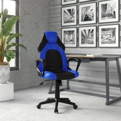 Oren Blue Vegan Leather Gaming Chair by Lifestyle Solutions -Basicwise Online Shop blue lifestyle solutions gaming chairs lsomap1030 31 1000