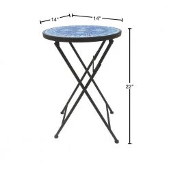 Lori 14 in. Blue 22 in. Round Tile End Table by SAINT BIRCH 11 Lori 14 in. Blue 22 in. Round Tile End Table by SAINT BIRCH -Basicwise Online Shop blue saint birch end side tables sbshomt004 40 1000