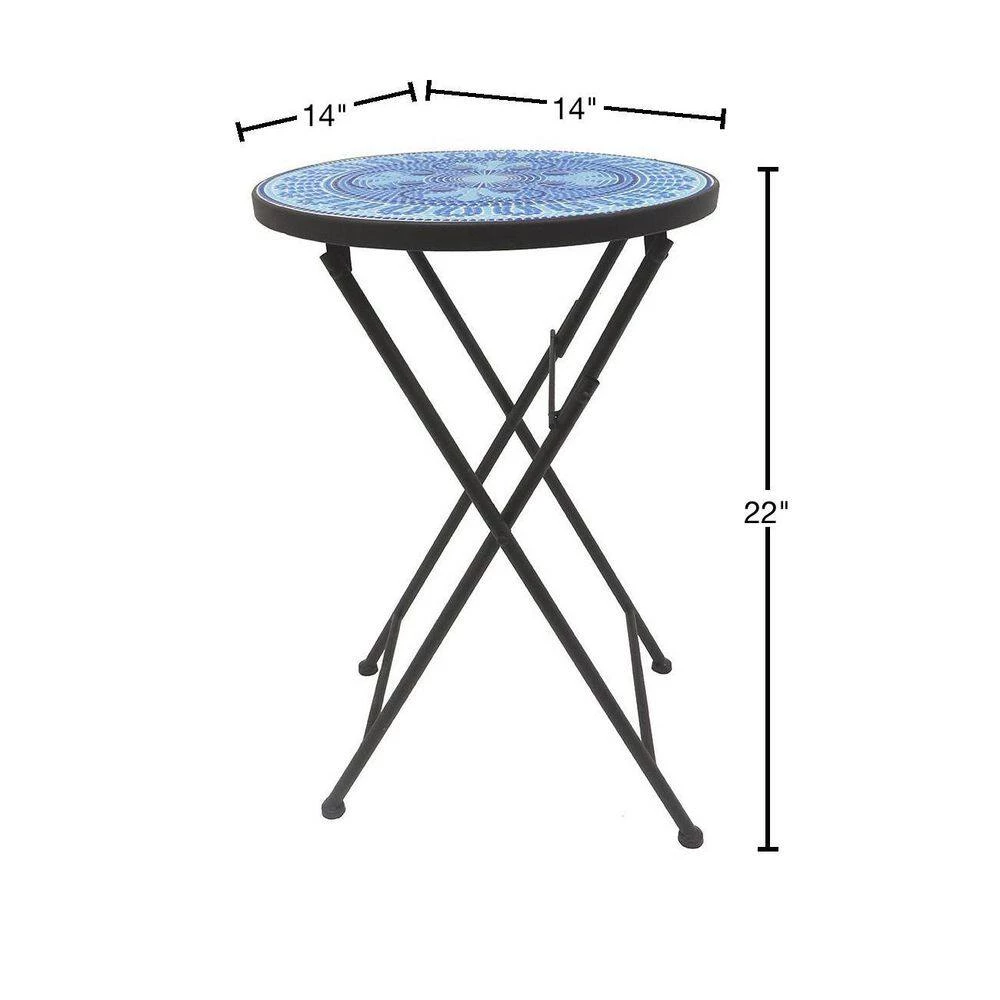 Lori 14 in. Blue 22 in. Round Tile End Table by SAINT BIRCH 3 Lori 14 in. Blue 22 in. Round Tile End Table by SAINT BIRCH - Image 3