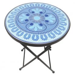 Lori 14 in. Blue 22 in. Round Tile End Table by SAINT BIRCH 15 Lori 14 in. Blue 22 in. Round Tile End Table by SAINT BIRCH -Basicwise Online Shop blue saint birch end side tables sbshomt004 44 1000