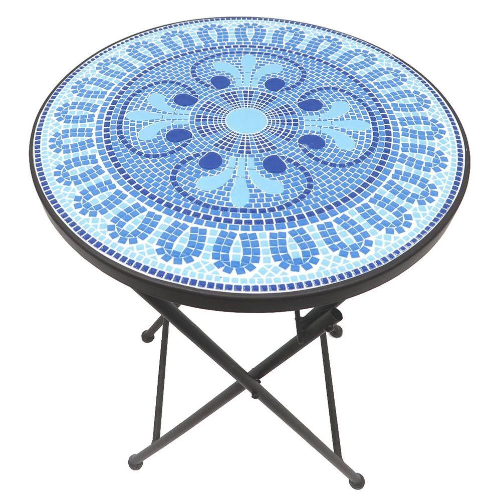 Lori 14 in. Blue 22 in. Round Tile End Table by SAINT BIRCH 7 Lori 14 in. Blue 22 in. Round Tile End Table by SAINT BIRCH - Image 7