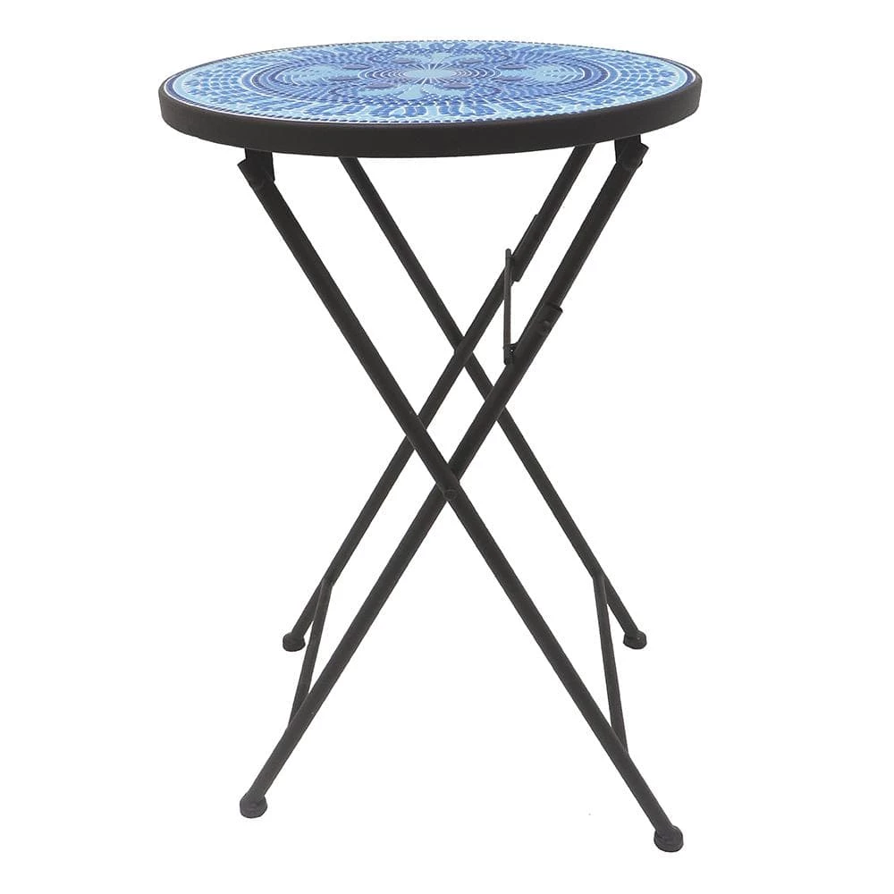 Lori 14 in. Blue 22 in. Round Tile End Table by SAINT BIRCH 1 Lori 14 in. Blue 22 in. Round Tile End Table by SAINT BIRCH