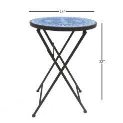 Lori 14 in. Blue 22 in. Round Tile End Table by SAINT BIRCH 16 Lori 14 in. Blue 22 in. Round Tile End Table by SAINT BIRCH -Basicwise Online Shop blue saint birch end side tables sbshomt004 fa 1000