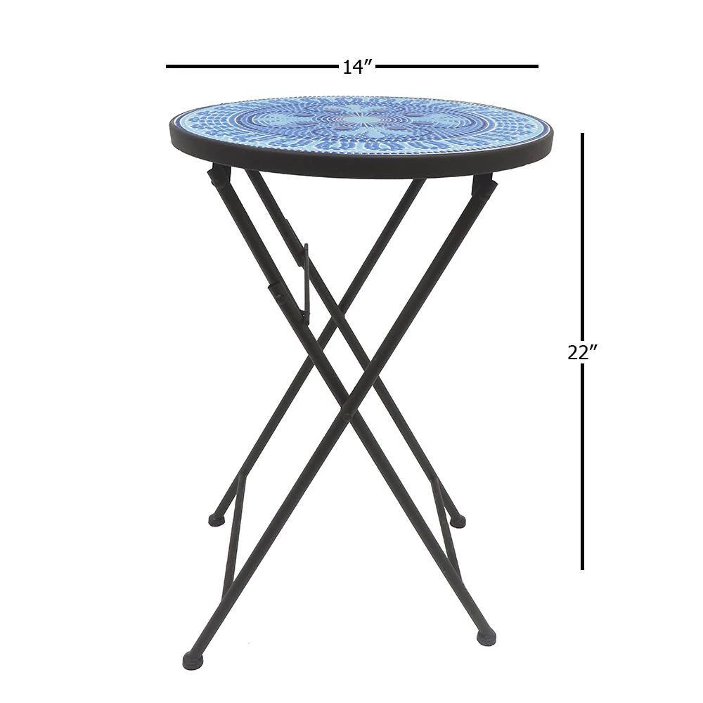 Lori 14 in. Blue 22 in. Round Tile End Table by SAINT BIRCH 8 Lori 14 in. Blue 22 in. Round Tile End Table by SAINT BIRCH - Image 8