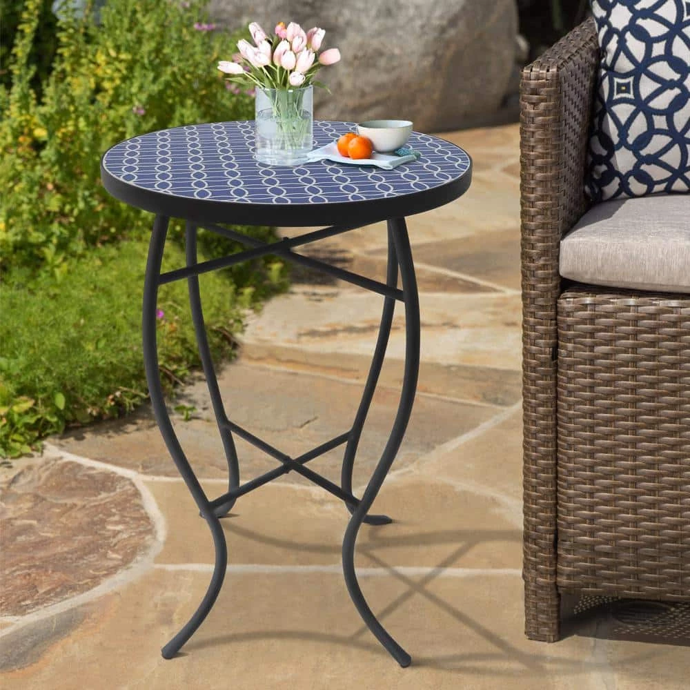 Lori 14 in. Blue 21 in. Round Tile End Table by SAINT BIRCH 7 Lori 14 in. Blue 21 in. Round Tile End Table by SAINT BIRCH - Image 7