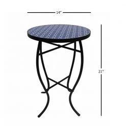 Lori 14 in. Blue 21 in. Round Tile End Table by SAINT BIRCH 12 Lori 14 in. Blue 21 in. Round Tile End Table by SAINT BIRCH -Basicwise Online Shop blue saint birch end side tables sbshomt005 44 1000