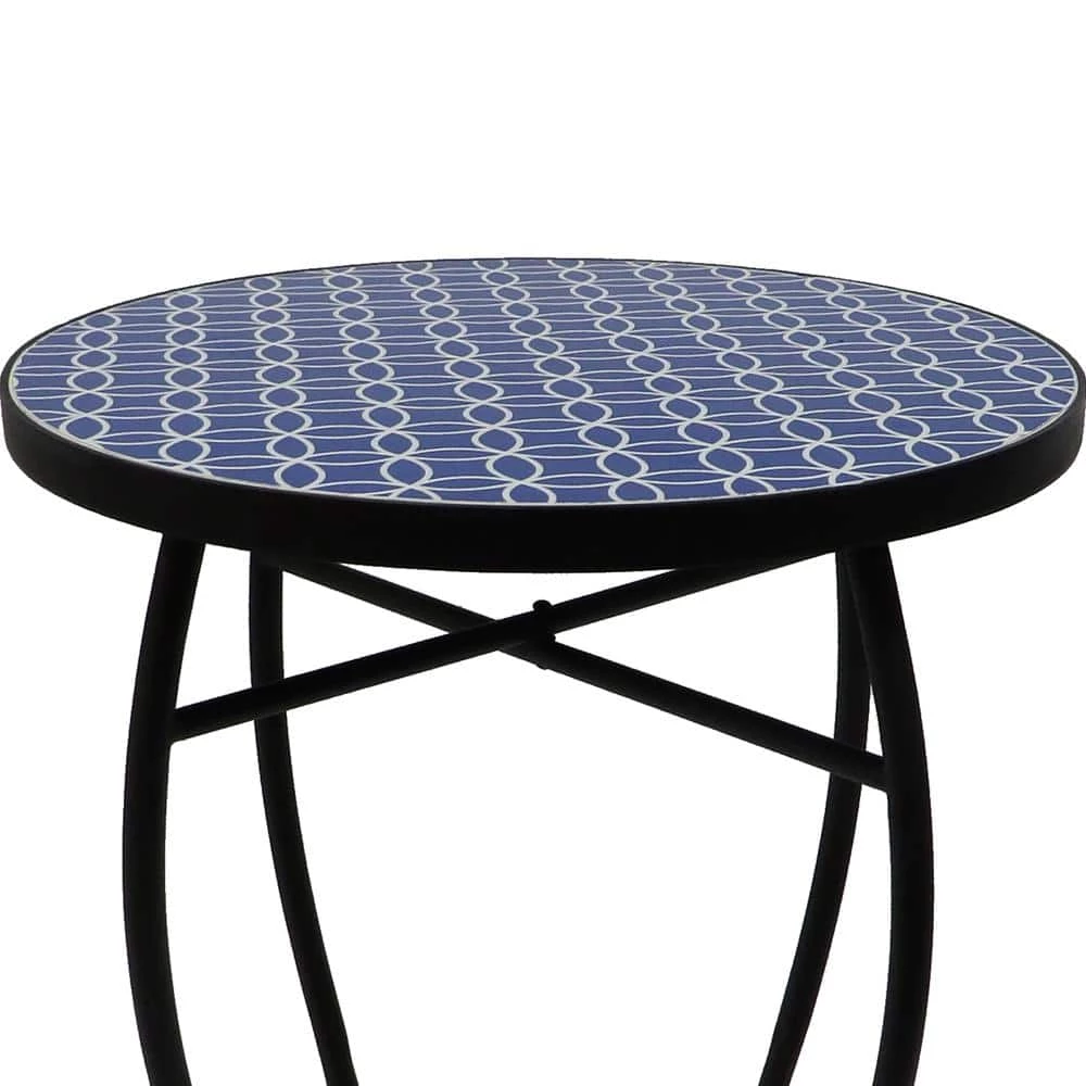 Lori 14 in. Blue 21 in. Round Tile End Table by SAINT BIRCH 4 Lori 14 in. Blue 21 in. Round Tile End Table by SAINT BIRCH - Image 4