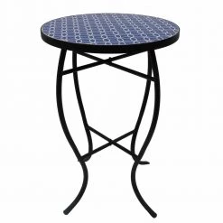 Lori 14 in. Blue 21 in. Round Tile End Table by SAINT BIRCH