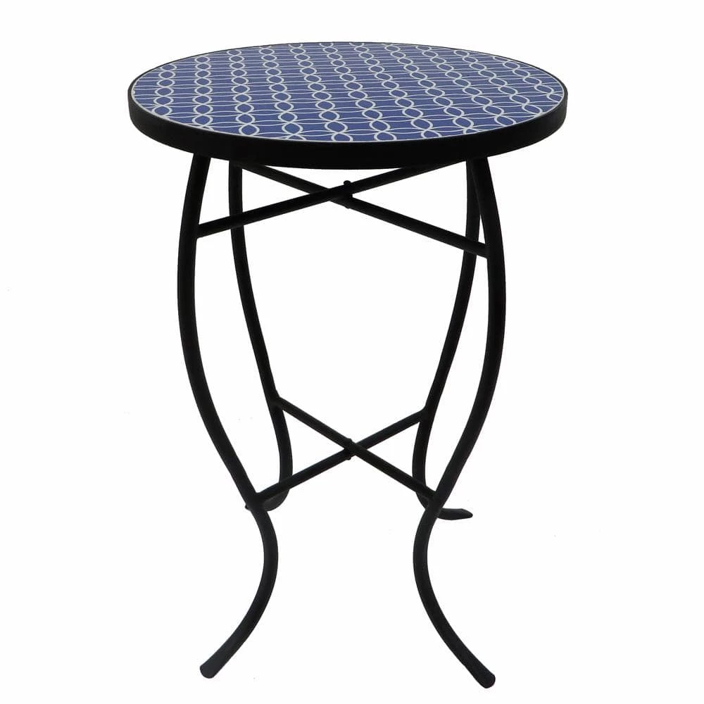 Lori 14 in. Blue 21 in. Round Tile End Table by SAINT BIRCH 1 Lori 14 in. Blue 21 in. Round Tile End Table by SAINT BIRCH