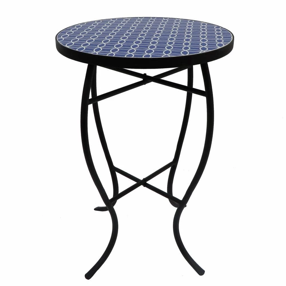 Lori 14 in. Blue 21 in. Round Tile End Table by SAINT BIRCH 2 Lori 14 in. Blue 21 in. Round Tile End Table by SAINT BIRCH - Image 2