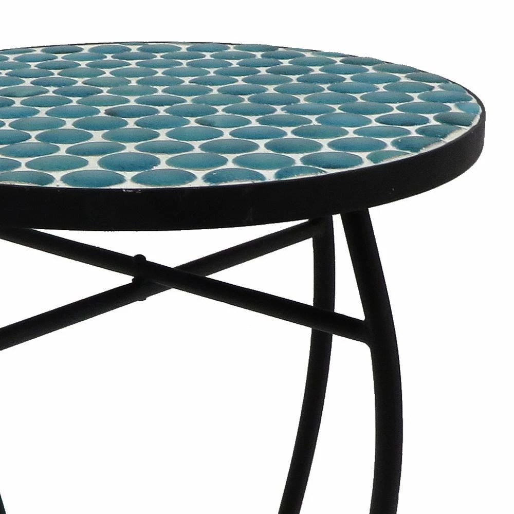 Lori 14 in. Blue 21 in. Round Tile End Table by SAINT BIRCH 6 Lori 14 in. Blue 21 in. Round Tile End Table by SAINT BIRCH - Image 6